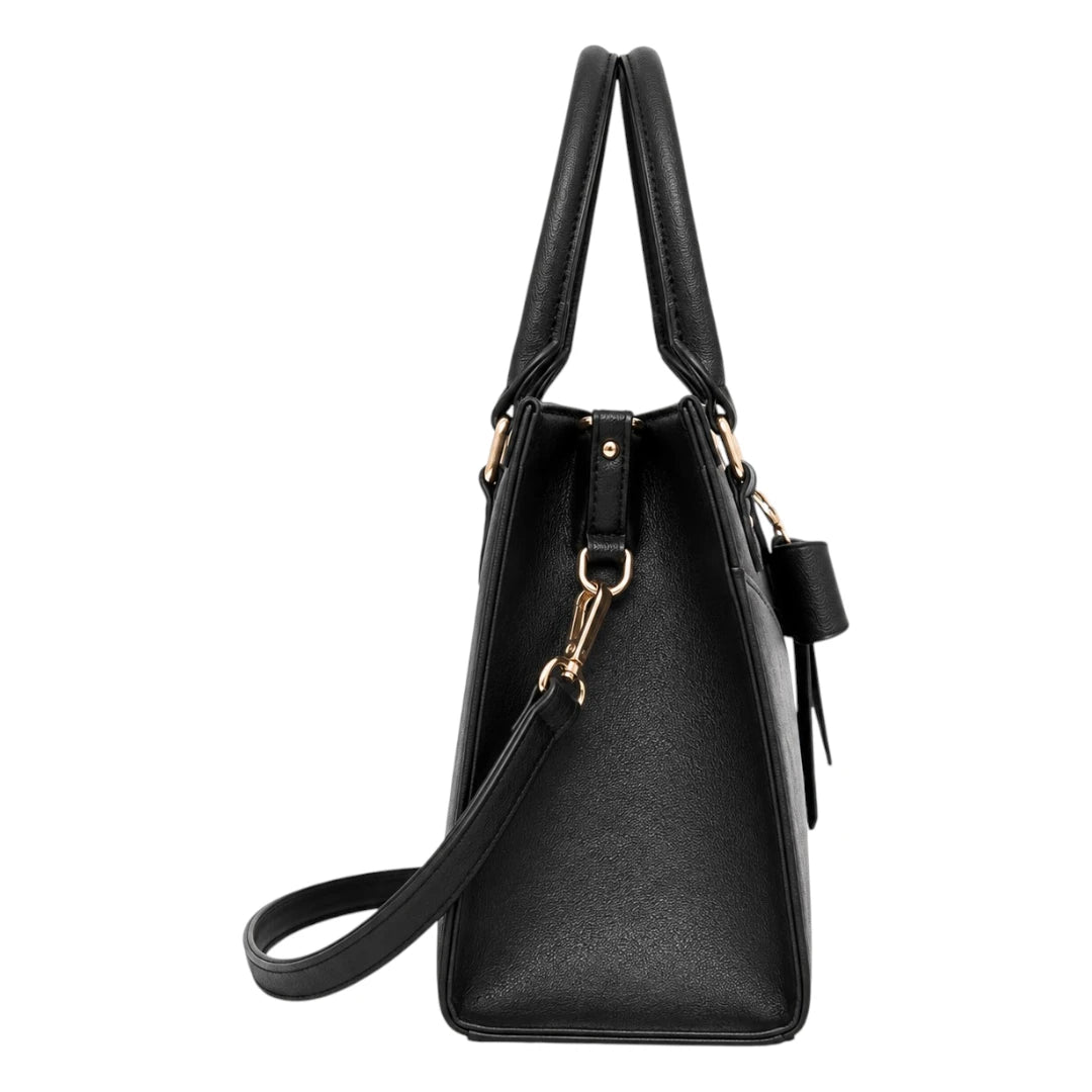 Michael Panes Handbag Trading Inc Black Elegant Bow Accent Top Handle Satchel Bag