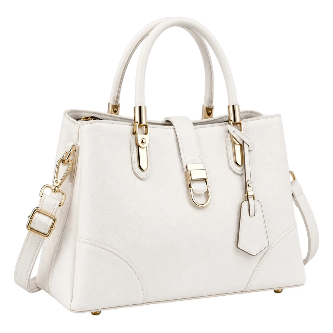 Michael Panes Handbag Trading Inc Women's Elegant White Top Handle Satchel Handbag